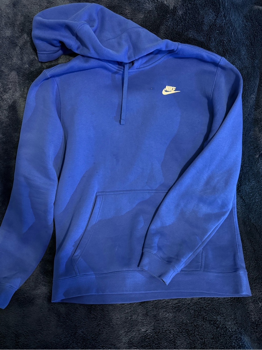 Nike Royal Blue Men's Crewneck Hoodie with Small Chest Swoosh